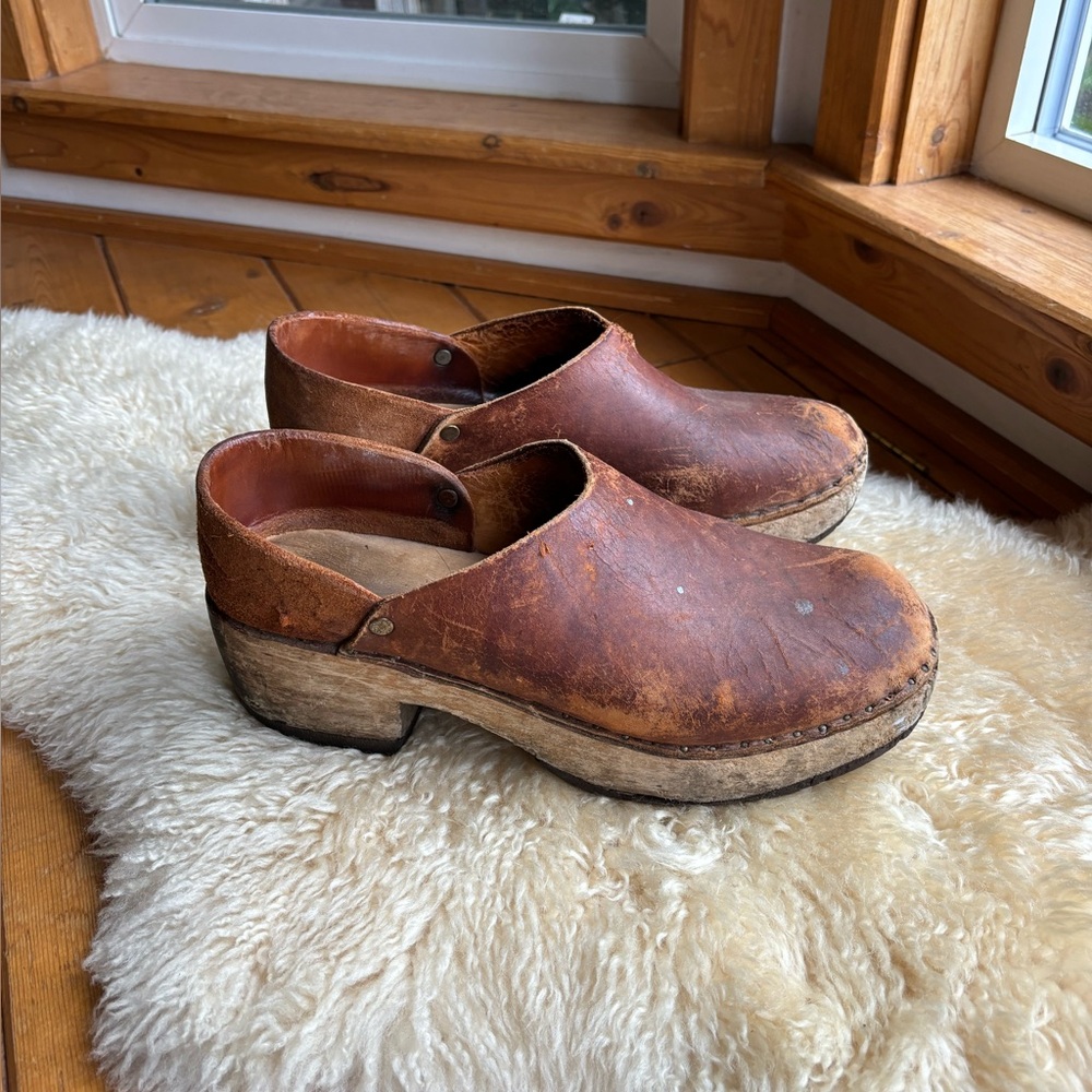 Antique Handmade Leather Clogs